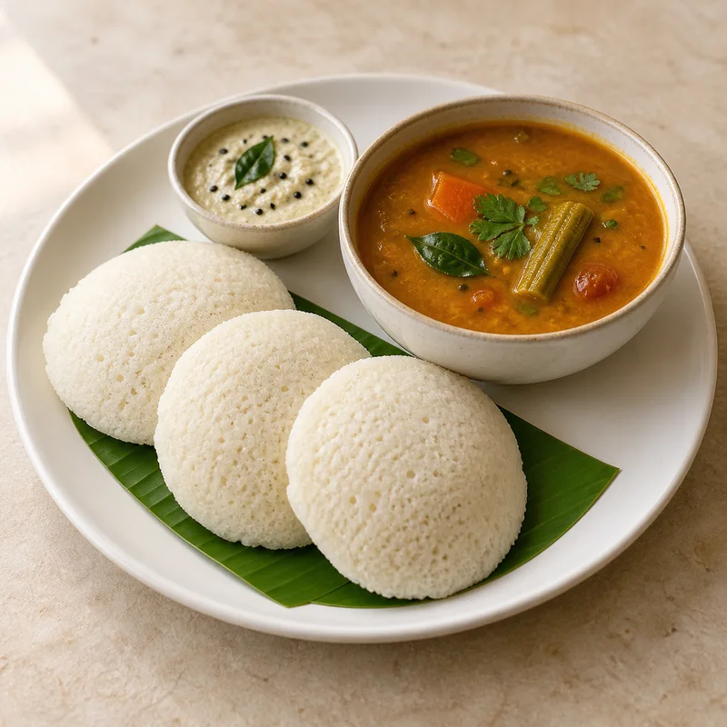 AI illustration of Idli Sambar; actual serving may differ