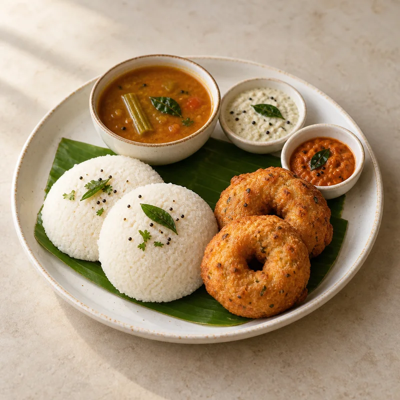 AI illustration of Idli Vada; actual serving may differ