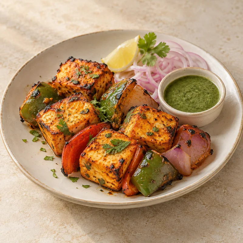 AI illustration of Paneer Tikka; actual serving may differ